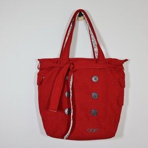 Ogio Womens Red Utility Tote Bag Polka Dot Lining Laptop Work Gym Travel Bag